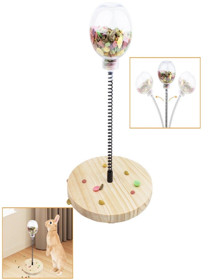 FlidRunest Rabbit Foraging Ball with Wooden Base, Interactive Slow Feed Treat Ball Release Puzzle Toy for Rabbit, Feeder Boredom Busting Fun Maintain Your Bunny Entertained - Image 2